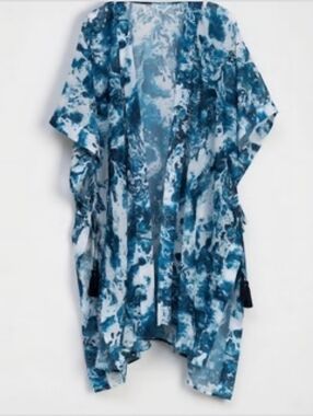 NWT Blue Marble Sheer Kimomo with Tassle side ties
